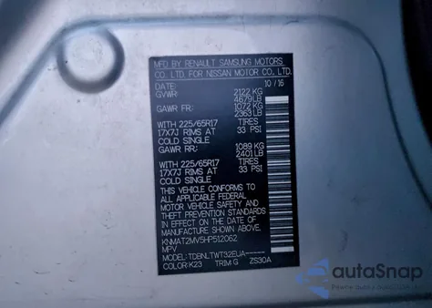 2017 Nissan Rogue S from USA, damaged, VIN KNMAT2MV5HP512062